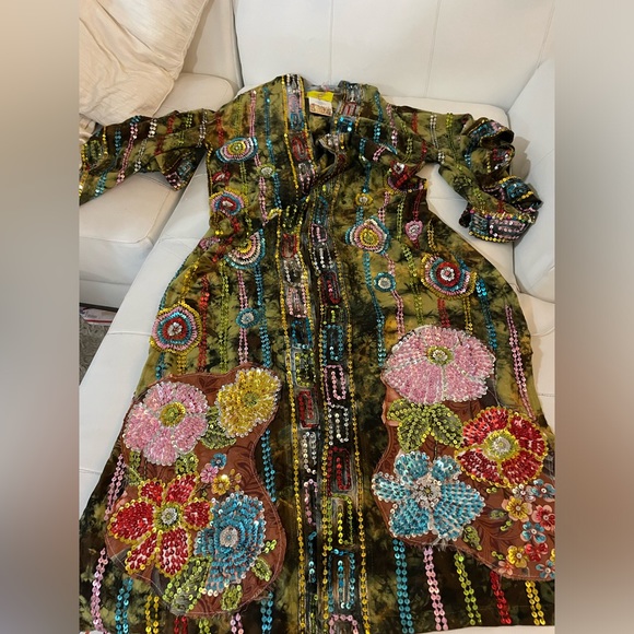 Festival Universe green ice tie dyed sequin embellished kimono robe dream coat - Picture 12 of 16